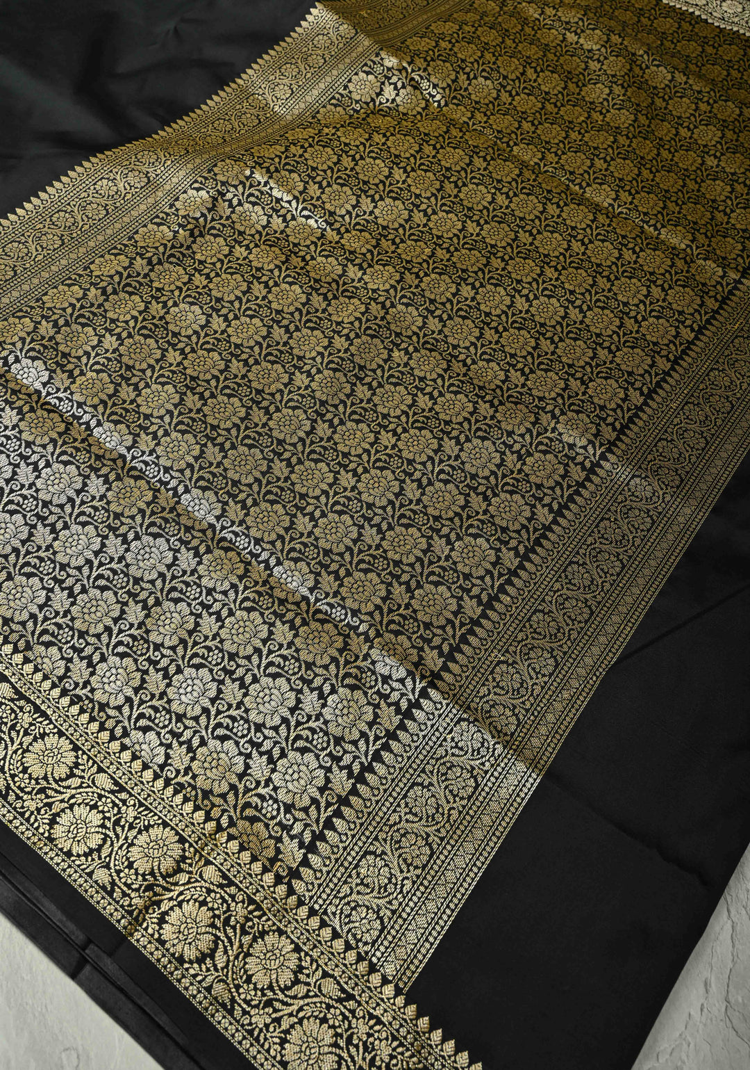 Black Semi Silk Saree with Zari Border