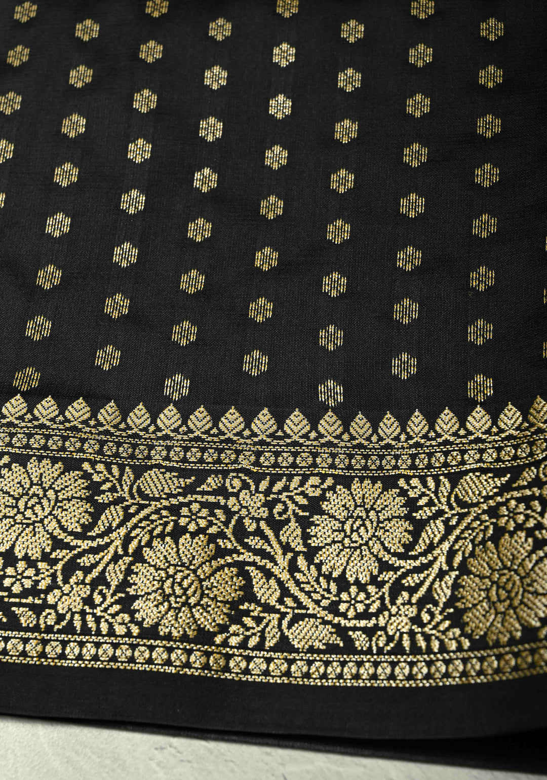 Black Semi Silk Saree with Zari Border