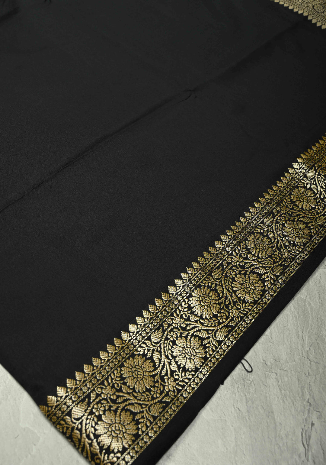Black Semi Silk Saree with Zari Border