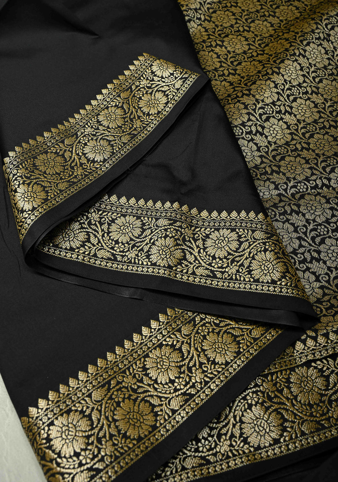 Black Semi Silk Saree with Zari Border