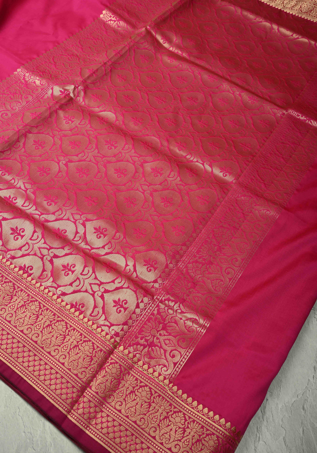 Deep Pink Semi Silk Saree with Zari Border