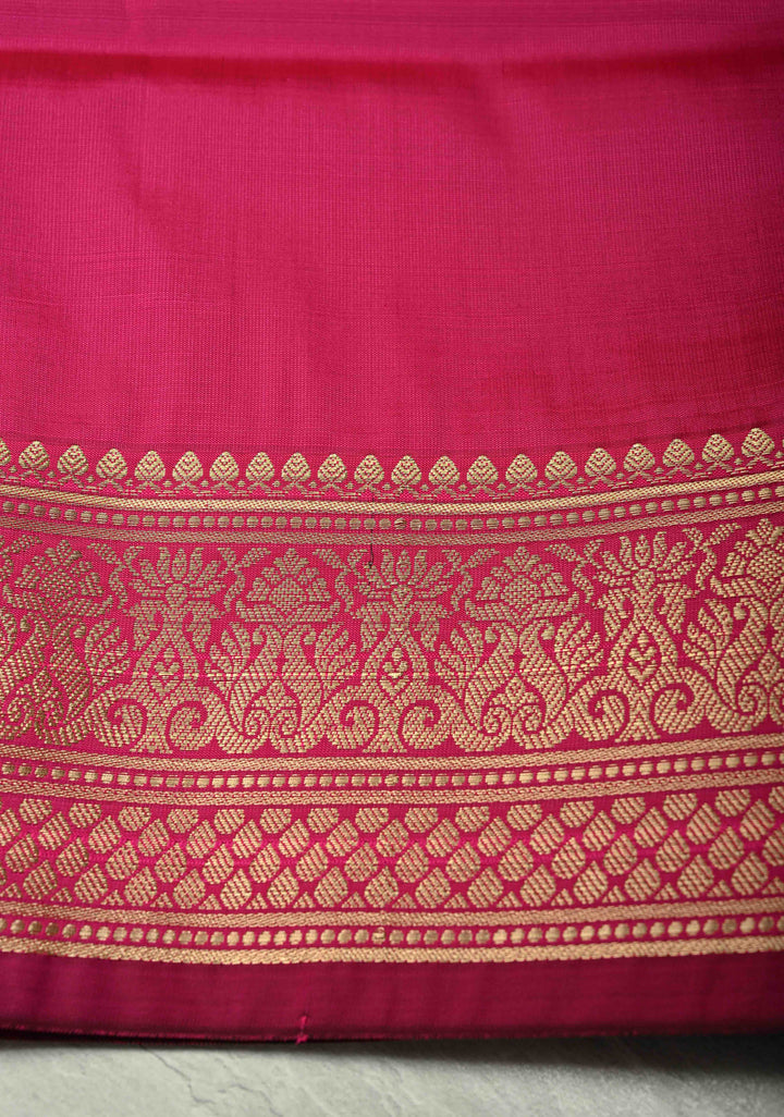 Deep Pink Semi Silk Saree with Zari Border