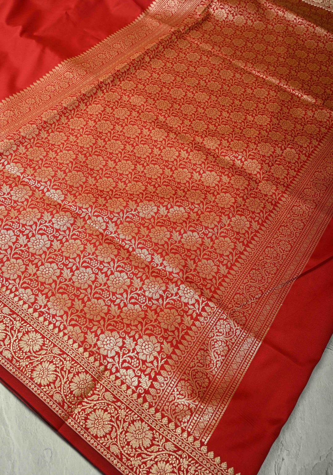 Crimson Red Semi Silk Saree with Zari Border