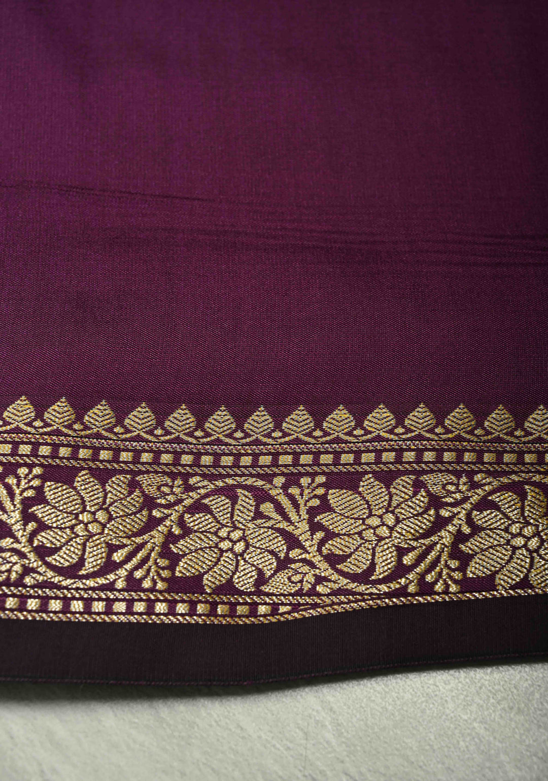 Deep Plum Semi Silk Saree with Chunri Buttis and Minimal Zari Border