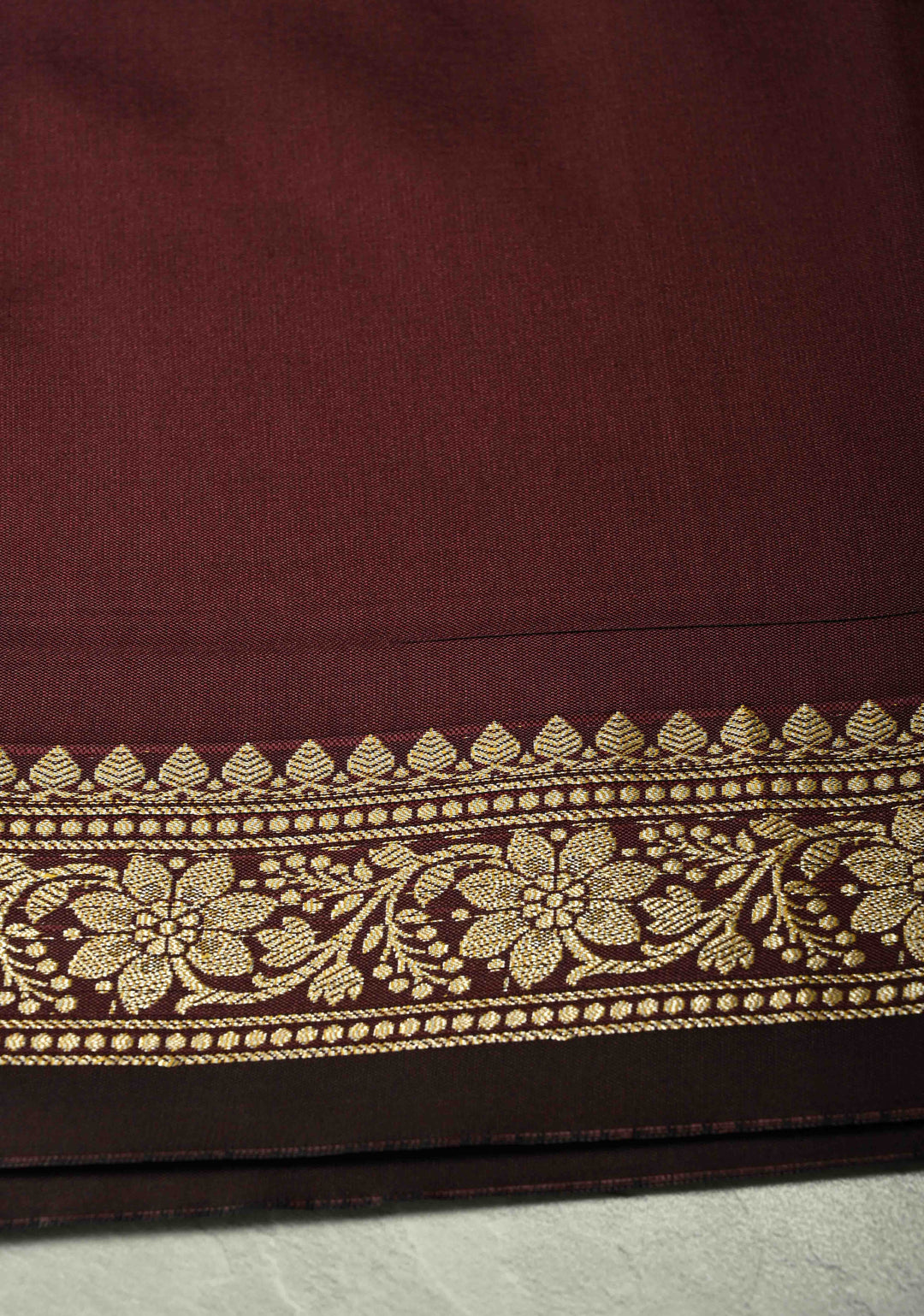 Chocolate Brown Semi Silk Saree with Chunri Buttis and Minimal Zari Border