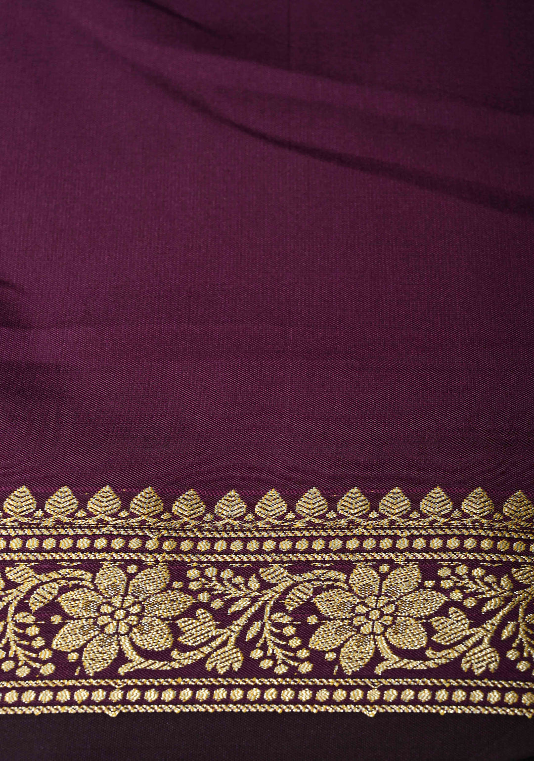 Deep Plum Semi Silk Saree with Chunri Buttis and Minimal Zari Border