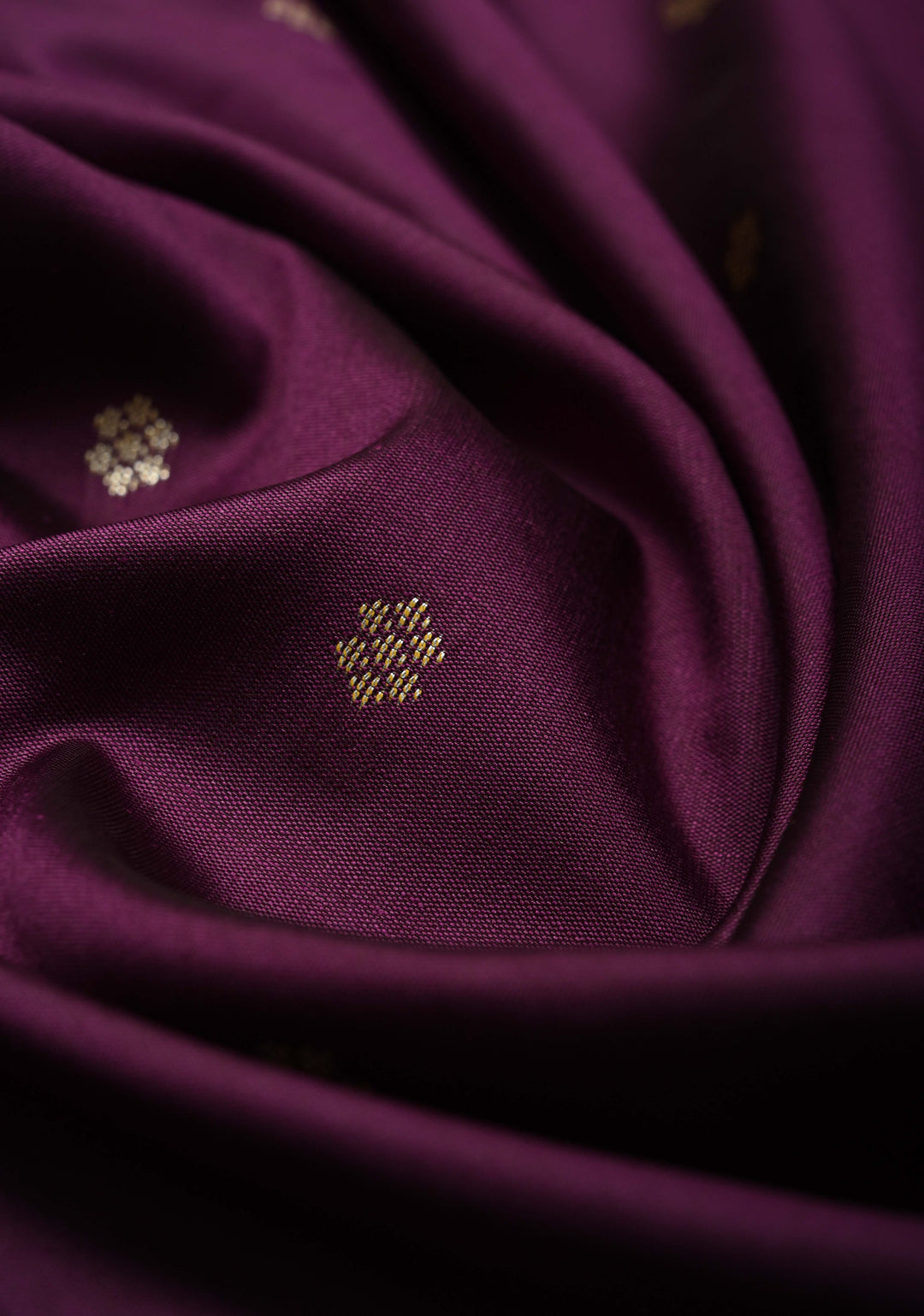 Deep Plum Semi Silk Saree with Chunri Buttis and Minimal Zari Border