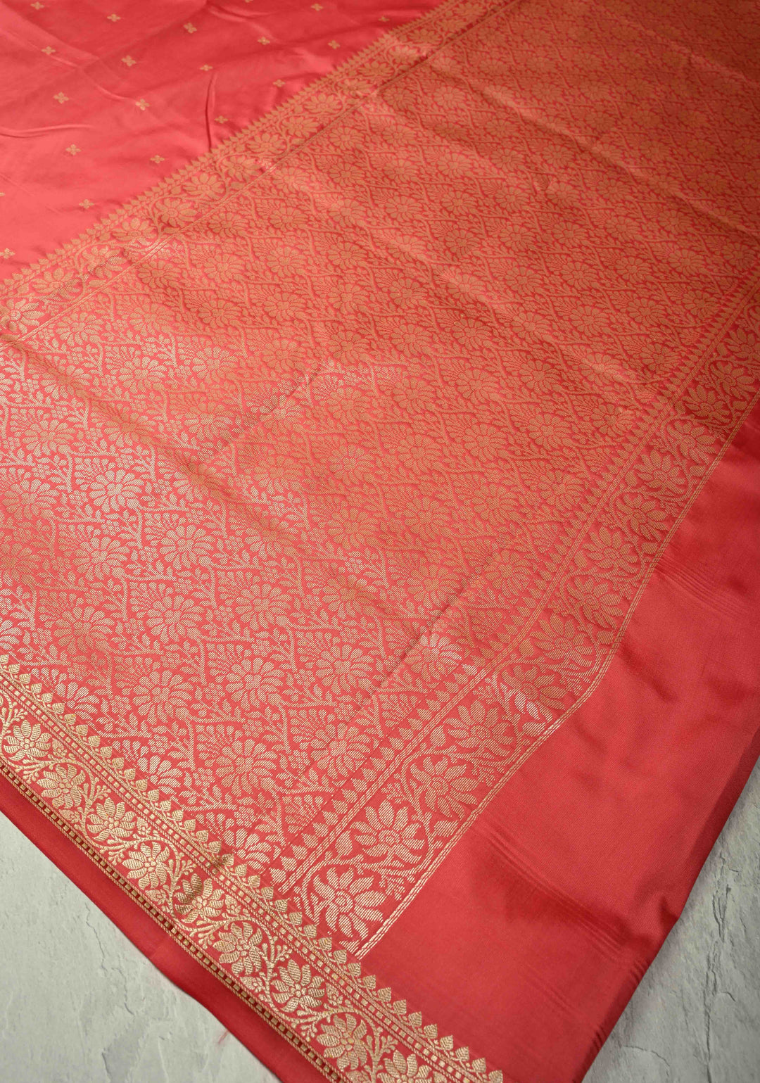 Light Amaranth Semi Silk Saree with Chunri Buttis and Minimal Zari Border