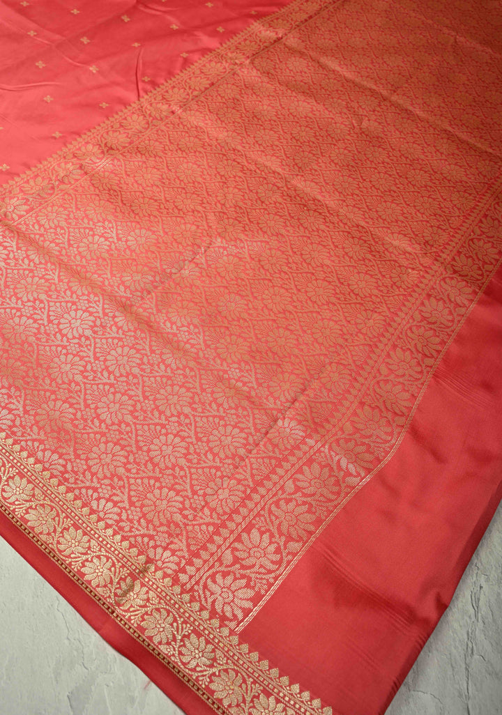 Light Amaranth Semi Silk Saree with Chunri Buttis and Minimal Zari Border