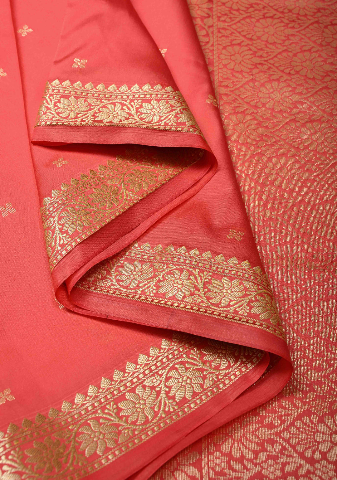 Light Amaranth Semi Silk Saree with Chunri Buttis and Minimal Zari Border