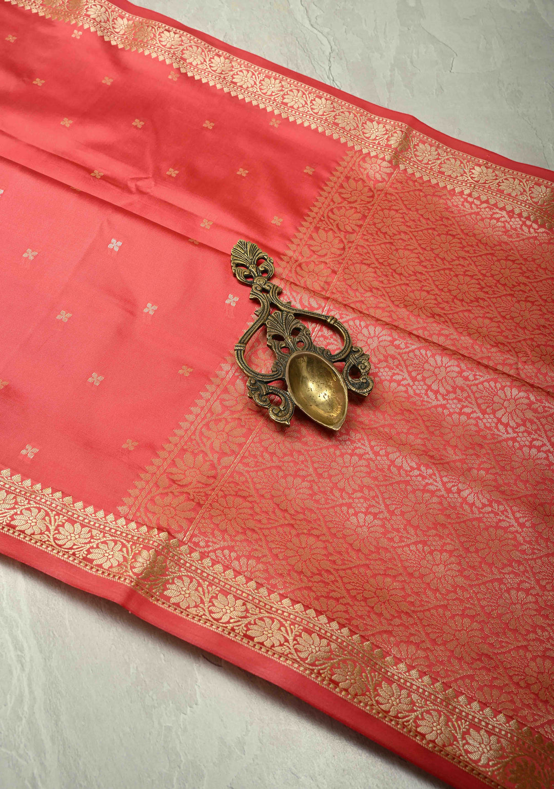 Light Amaranth Semi Silk Saree with Chunri Buttis and Minimal Zari Border