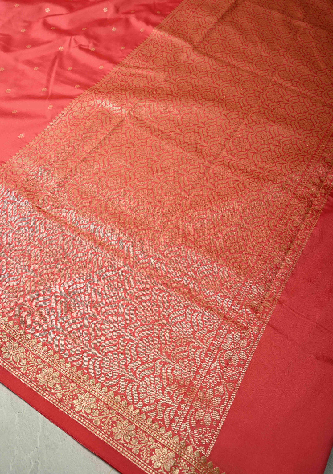 Amaranth Semi Silk Saree with Chunri Buttis and Minimal Zari Border