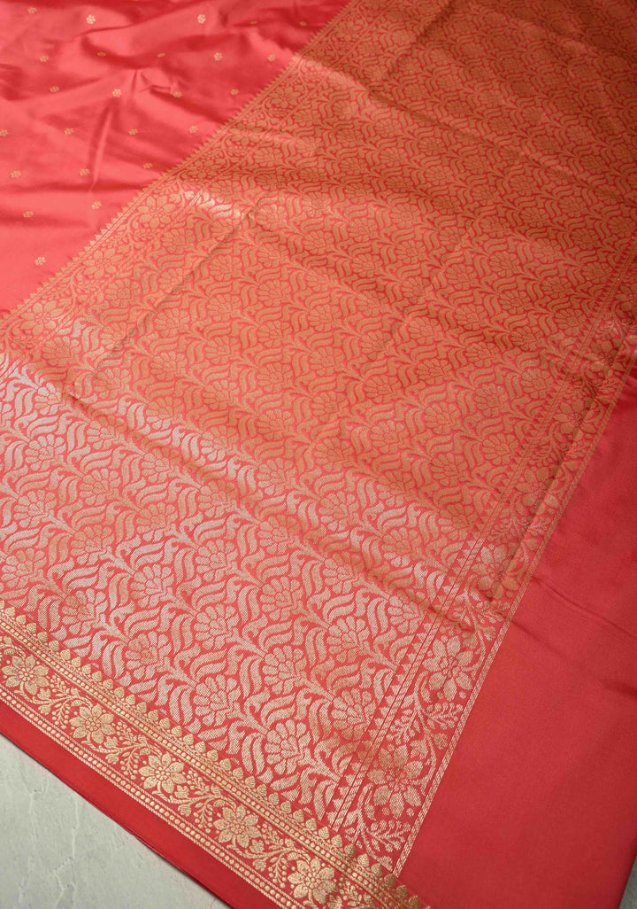 Amaranth Semi Silk Saree with Chunri Buttis and Minimal Zari Border