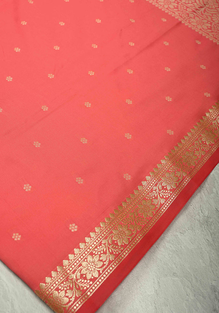Amaranth Semi Silk Saree with Chunri Buttis and Minimal Zari Border
