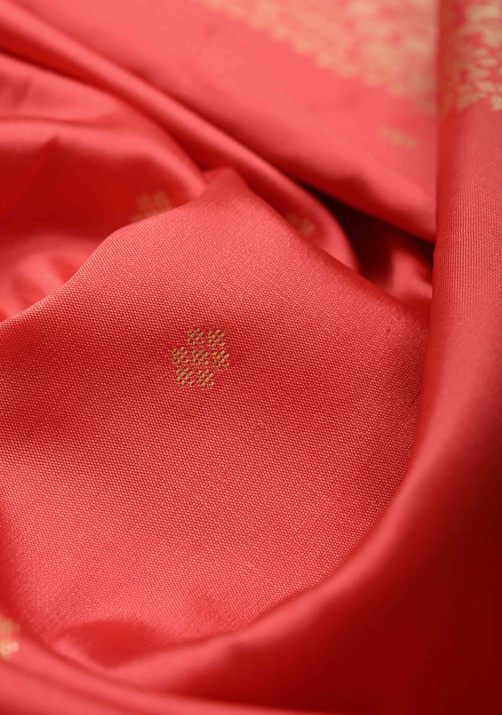 Amaranth Semi Silk Saree with Chunri Buttis and Minimal Zari Border