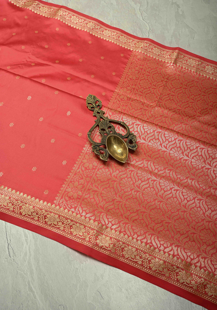 Amaranth Semi Silk Saree with Chunri Buttis and Minimal Zari Border