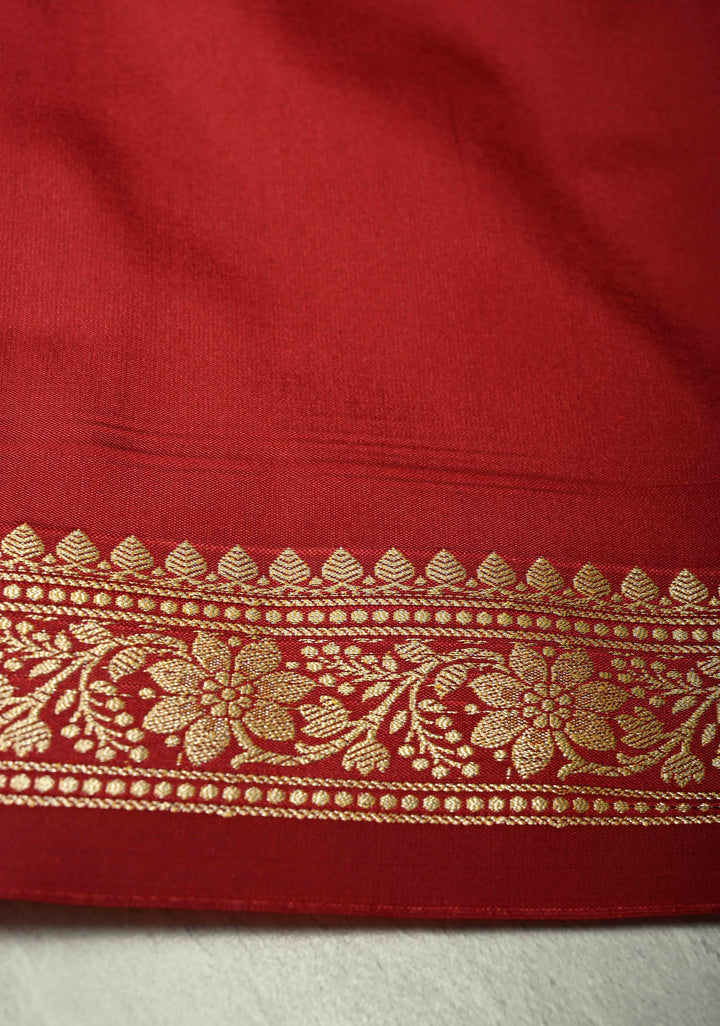 Crimson Red Semi Silk Saree with Chunri Buttis and Minimal Zari Border