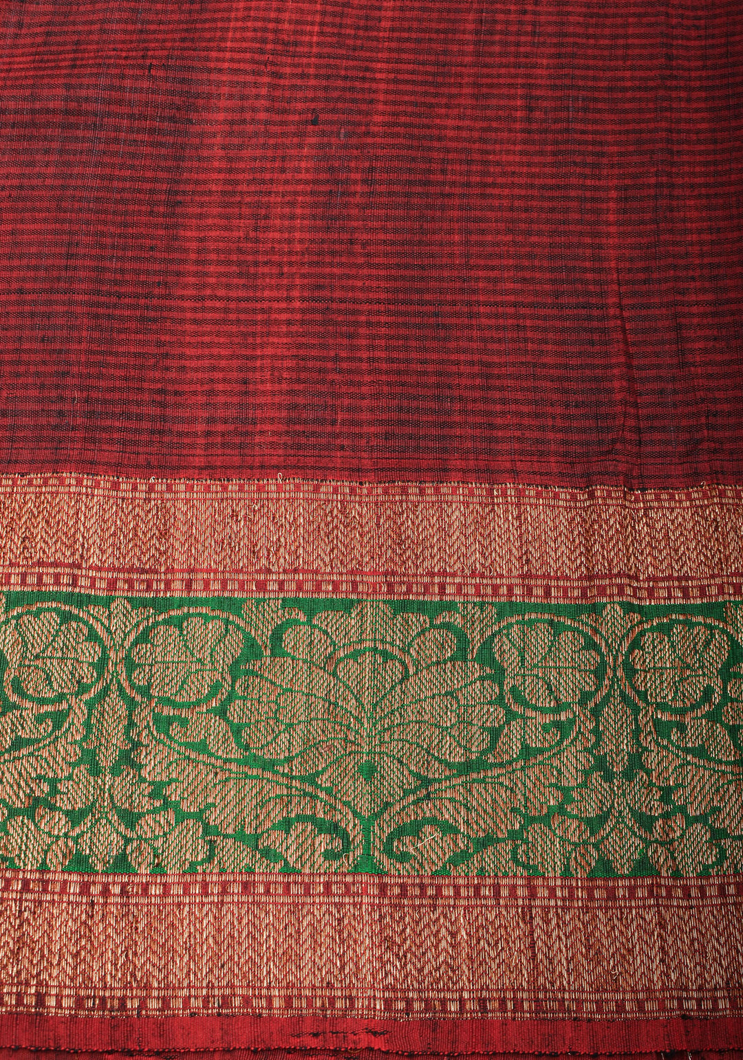Banarasi Pure Tussar Silk Saree in Black with two tone borders and Damask Motifs | SILK MARK CERTIFIED