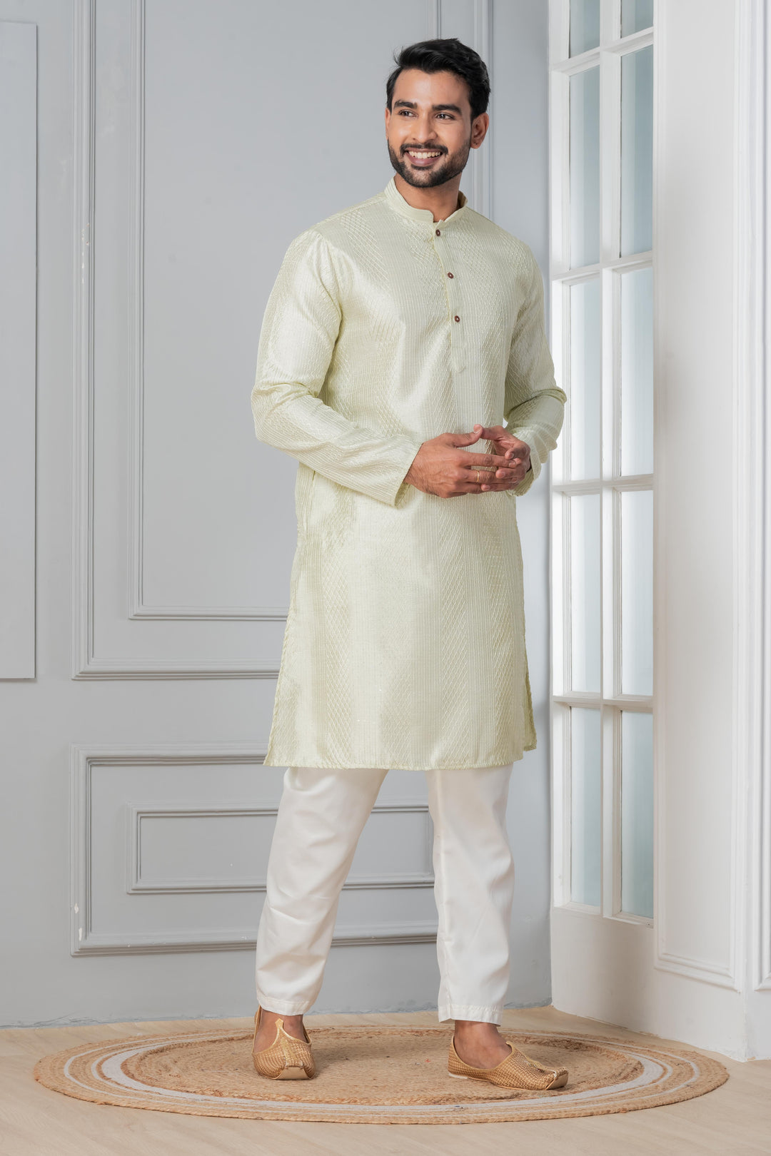 Men’s Morning Dew Silk Kurta | SHOBITAM