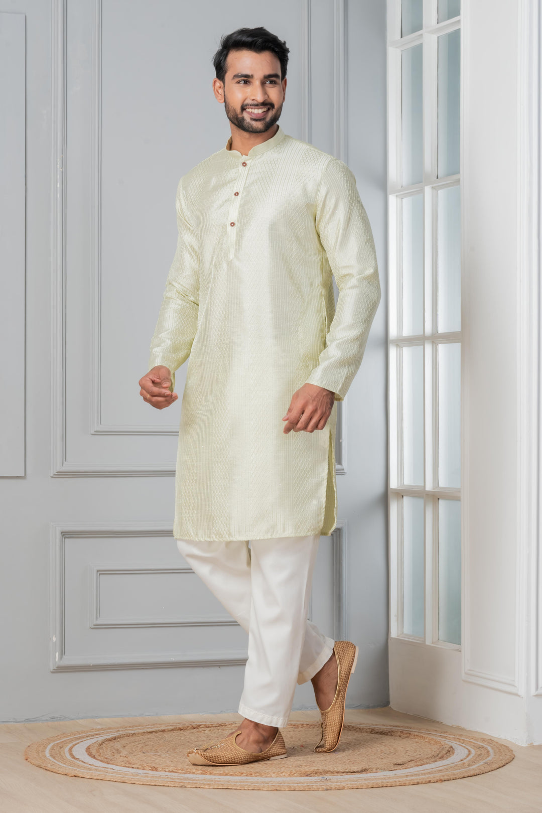 Men’s Morning Dew Silk Kurta | SHOBITAM