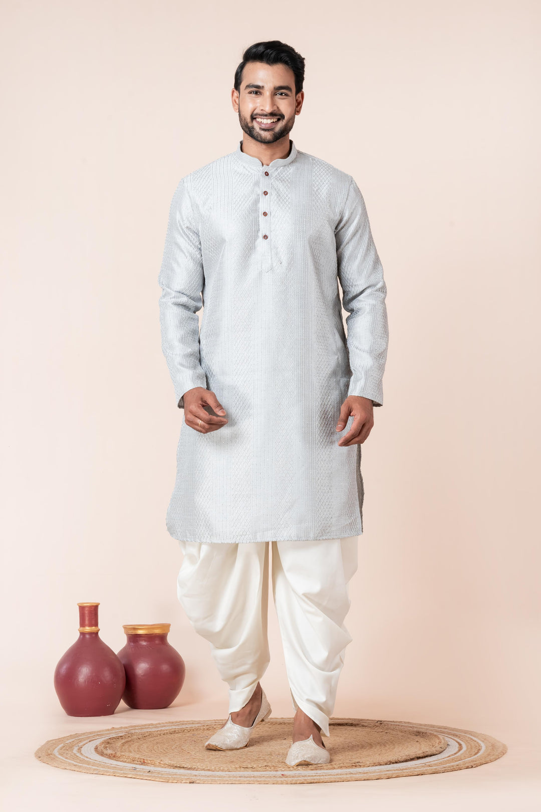 Men’s Artic Silver Grey Kurta | SHOBITAM