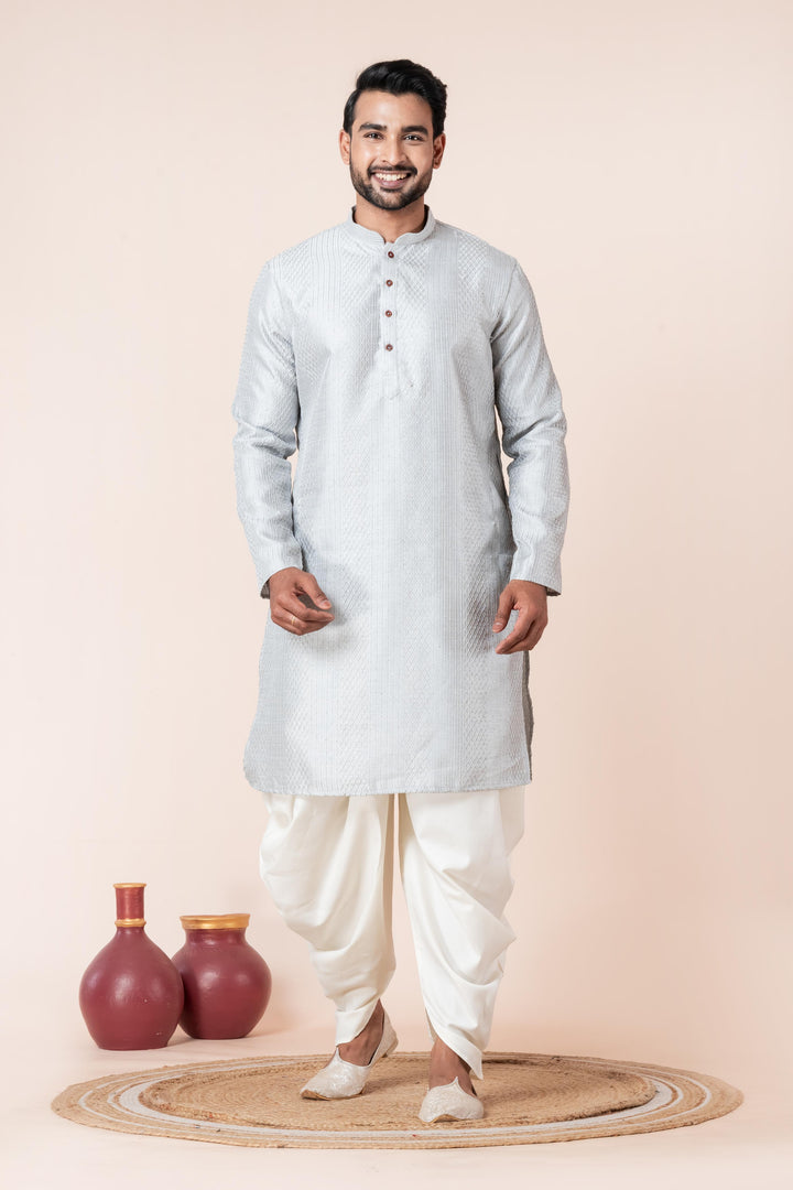 Men’s Artic Silver Grey Kurta | SHOBITAM