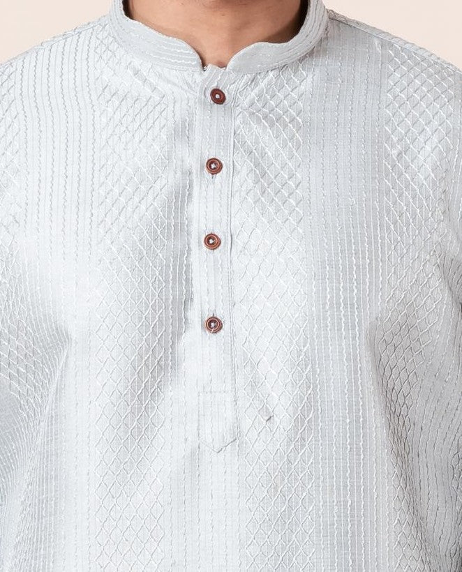Men’s Artic Silver Grey Kurta | SHOBITAM