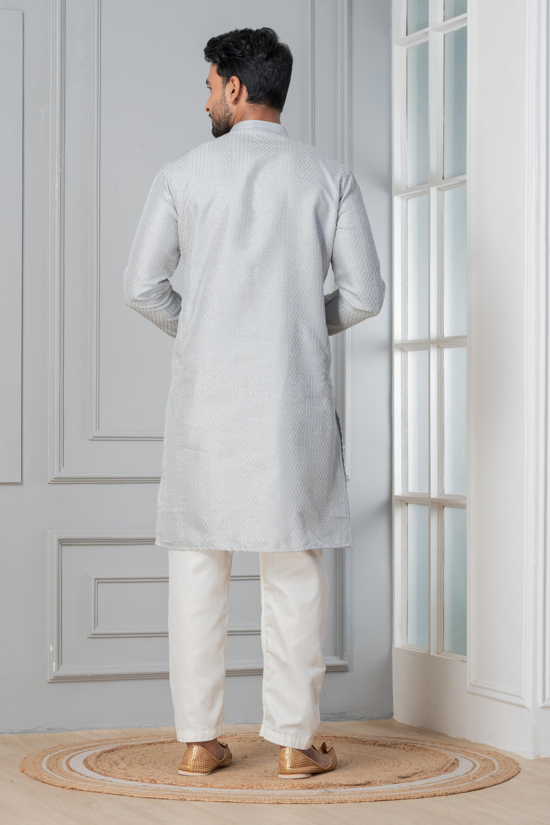 Men’s Artic Silver Grey Kurta | SHOBITAM