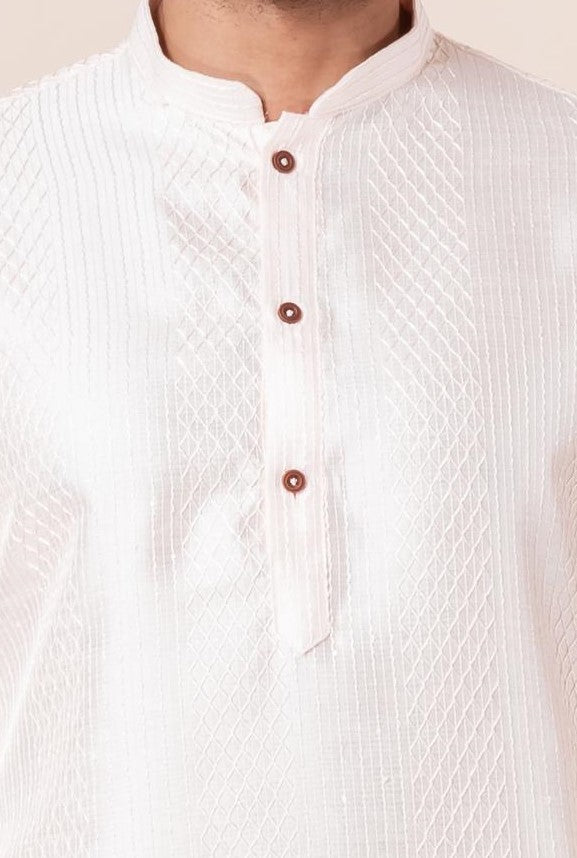 Rose Quartz Silk Kurta For Men | SHOBITAM