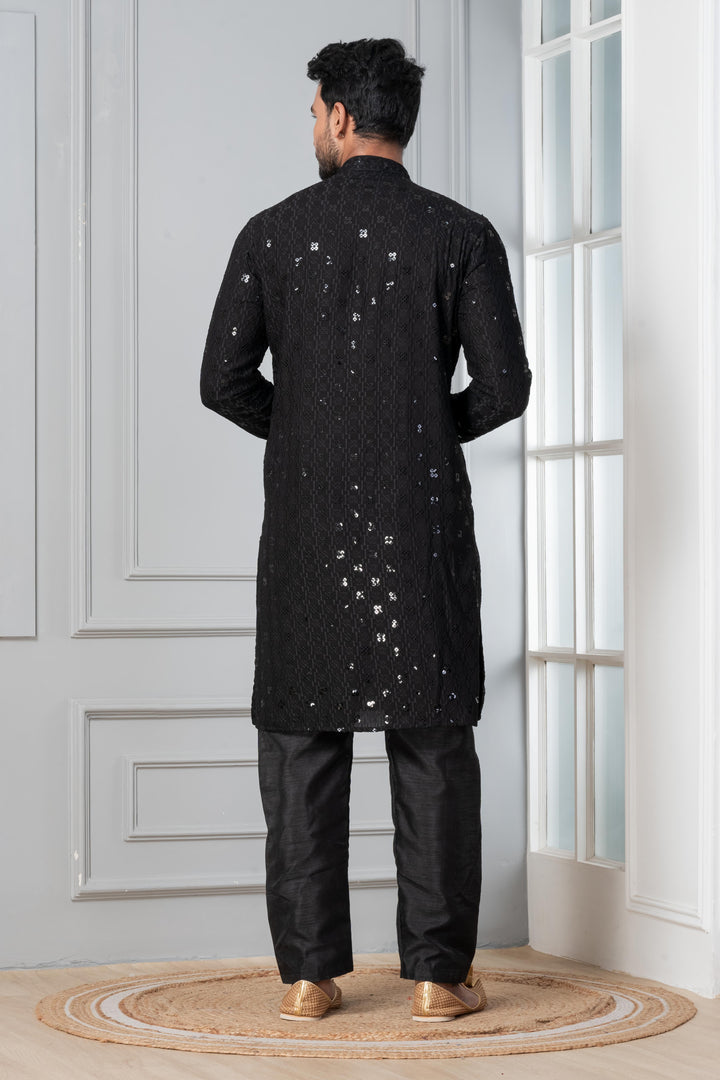 Noor Radiant Sequin Silk Kurta Set for Men | SHOBITAM