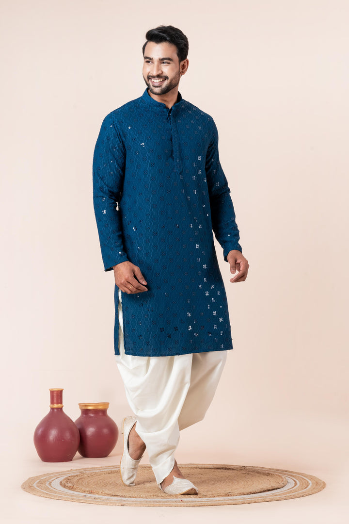 Samundra Geometric Kurta For Men | SHOBITAM