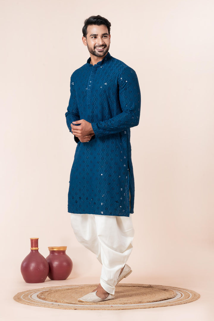 Samundra Geometric Kurta For Men | SHOBITAM