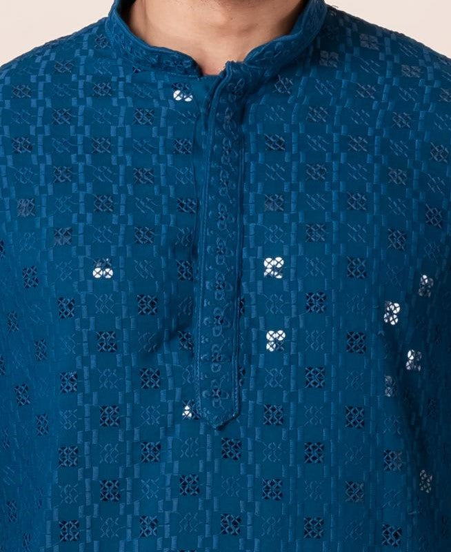 Samundra Geometric Kurta For Men | SHOBITAM