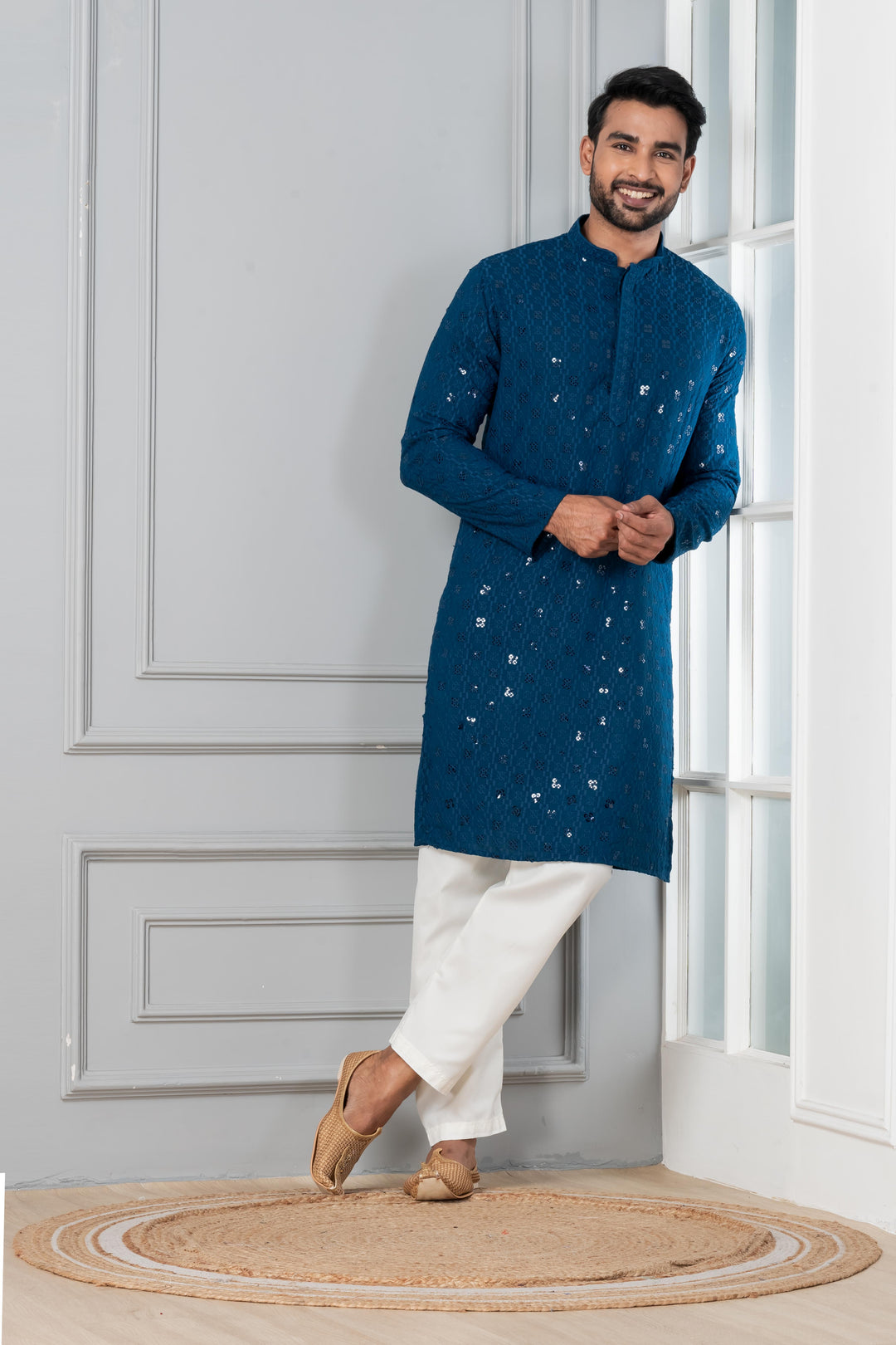 Samundra Geometric Kurta For Men | SHOBITAM