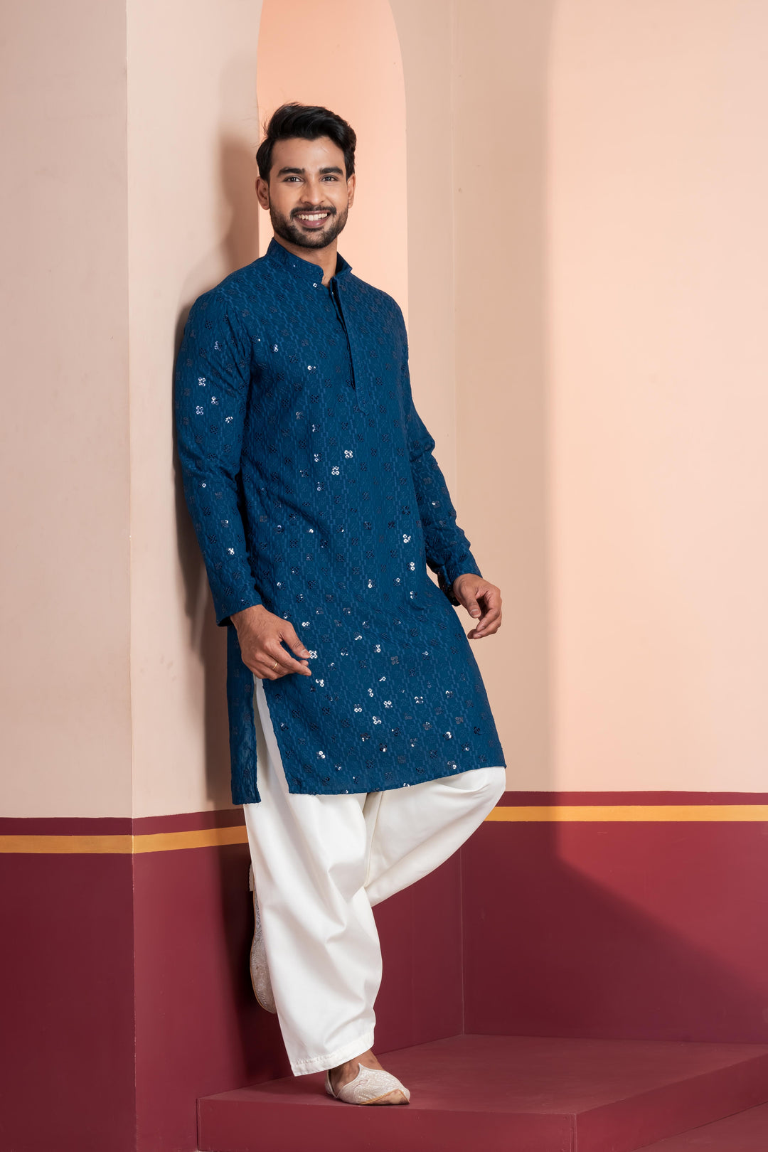 Samundra Geometric Kurta For Men | SHOBITAM