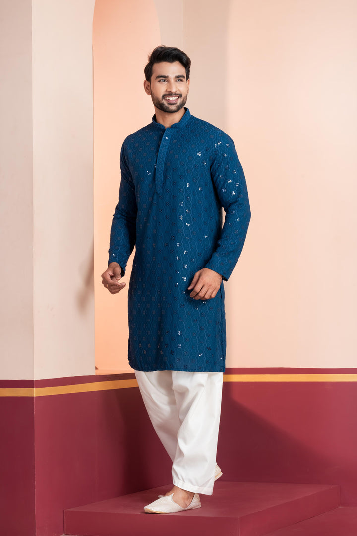 Samundra Geometric Kurta For Men | SHOBITAM