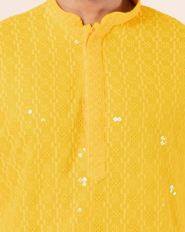 Marigold Embroidered Kurta For Men | SHOBITAM