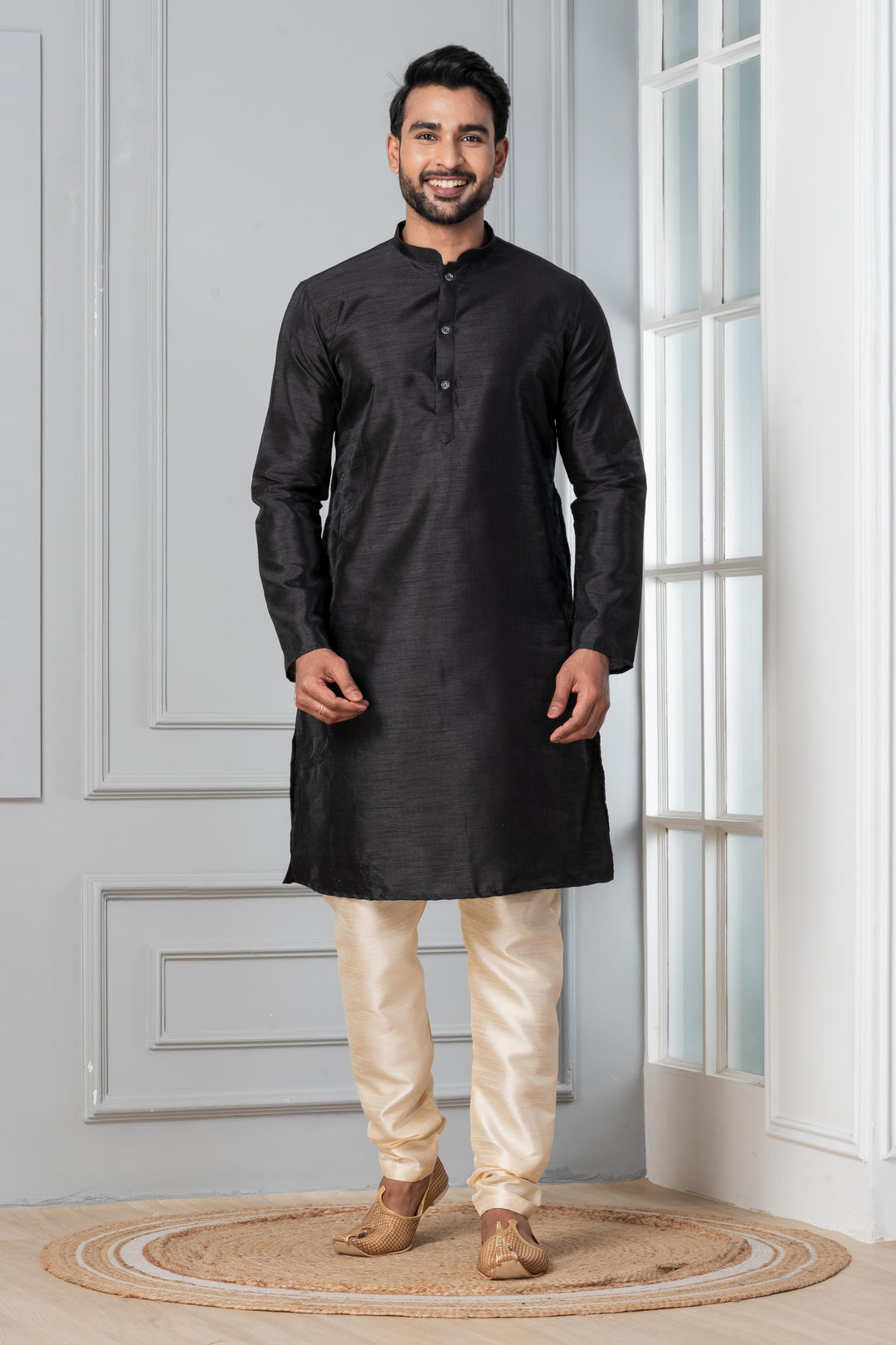 Shaam-E-Khaas Silk Kurta with Chudidars  Set for Men | SHOBITAM