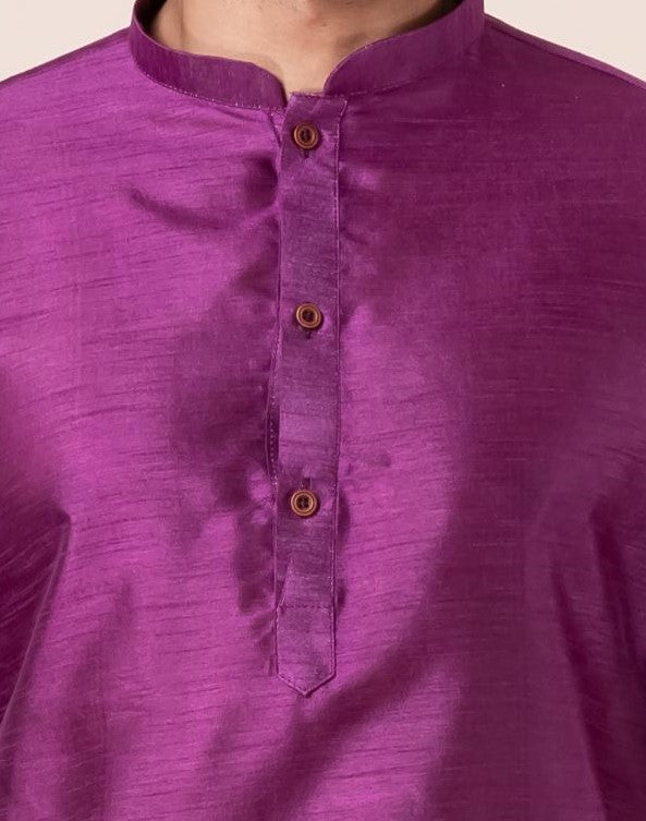 Radiant Plum Silk Kurta For Men | SHOBITAM