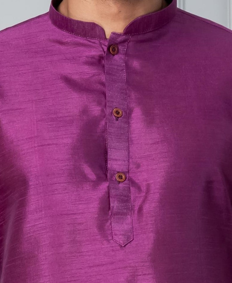 Radiant Plum Silk Kurta For Men | SHOBITAM