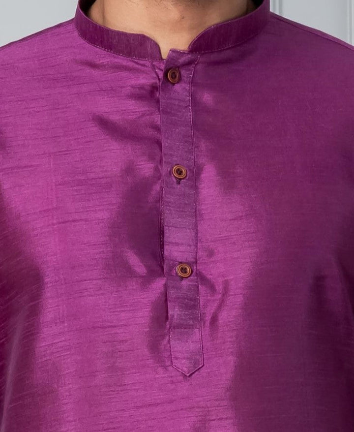 Radiant Plum Silk Kurta For Men | SHOBITAM