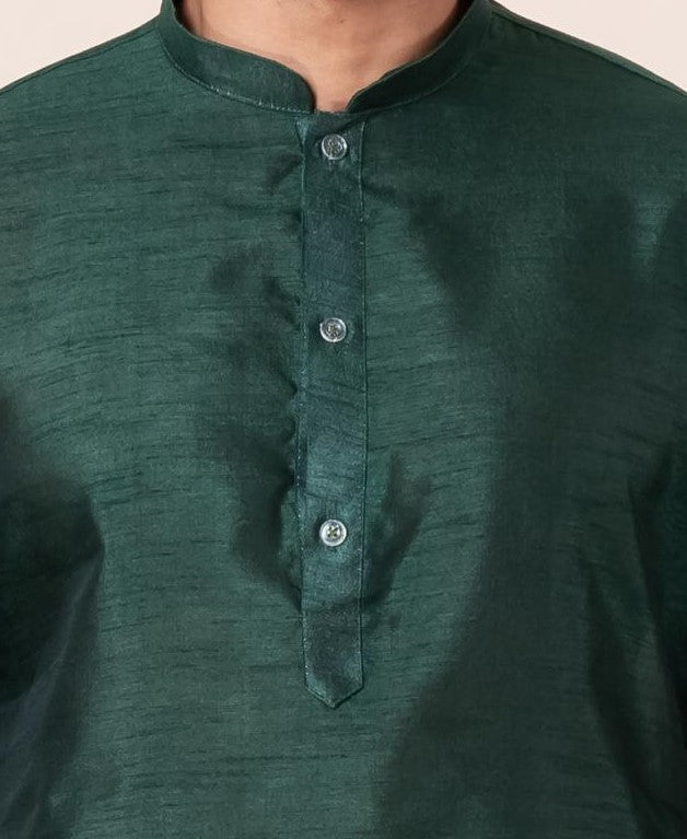 Emerald Forest Silk Kurta For Men | SHOBITAM