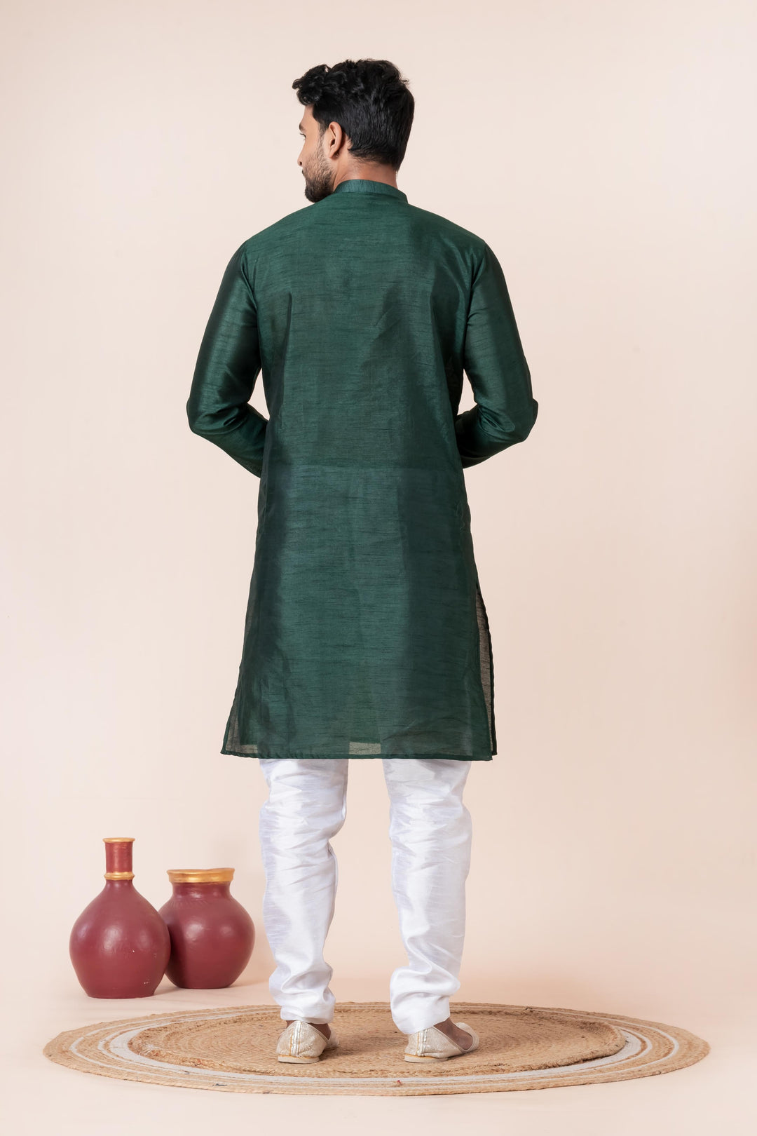 Emerald Forest Silk Kurta For Men | SHOBITAM