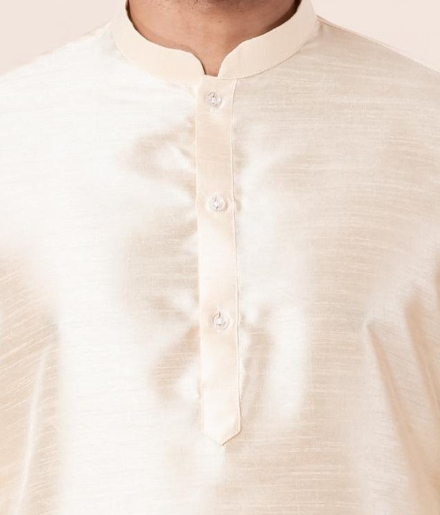 Moonlight Cream Silk Kurta For Men | SHOBITAM