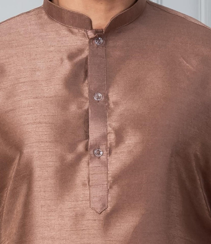 Mocha Sheen Silk Kurta Set | SHOBITAM