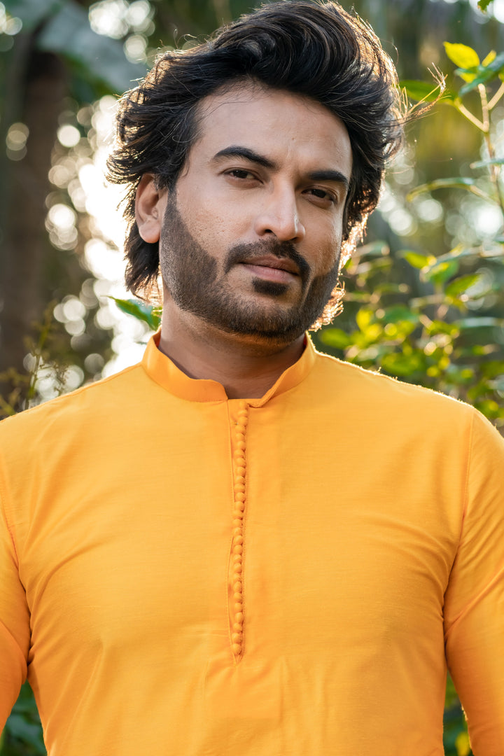 Bandhan Yellow Viscose Kurta Pajama Set for Men | SHOBITAM