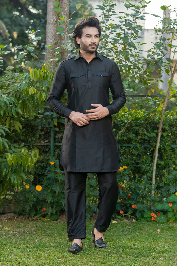 Nawaab Pathani Viscose Kurta Set for Men | SHOBITAM