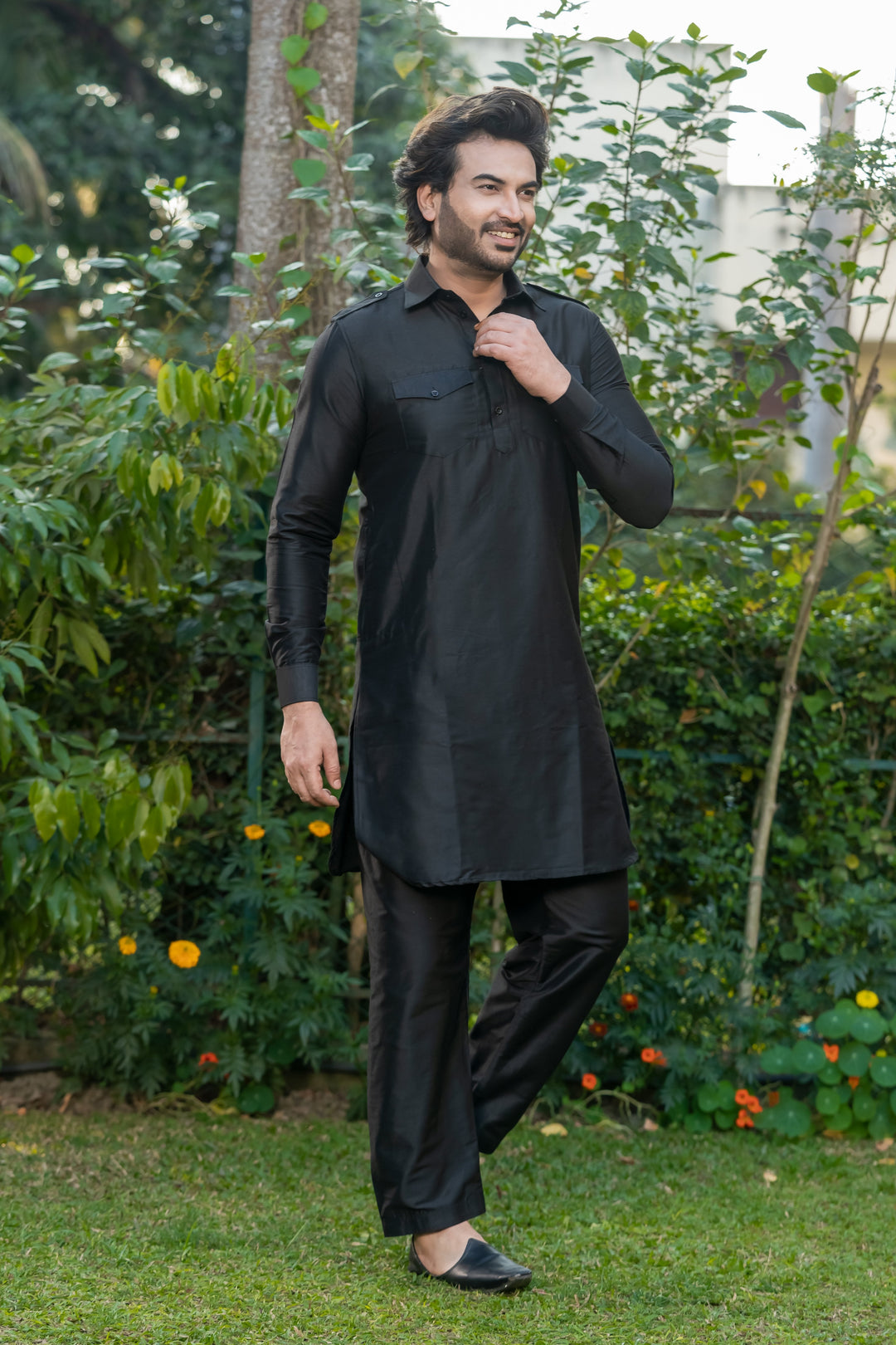 Nawaab Pathani Viscose Kurta Set for Men | SHOBITAM
