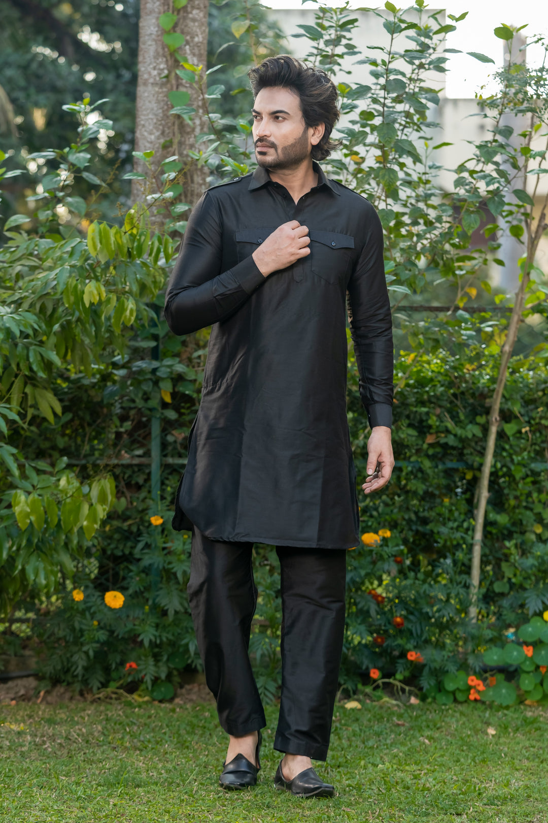 Nawaab Pathani Viscose Kurta Set for Men | SHOBITAM