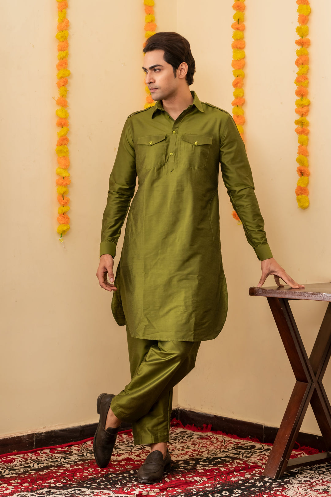 Rajwada Pathani Viscose Kurta Set for Men | SHOBITAM
